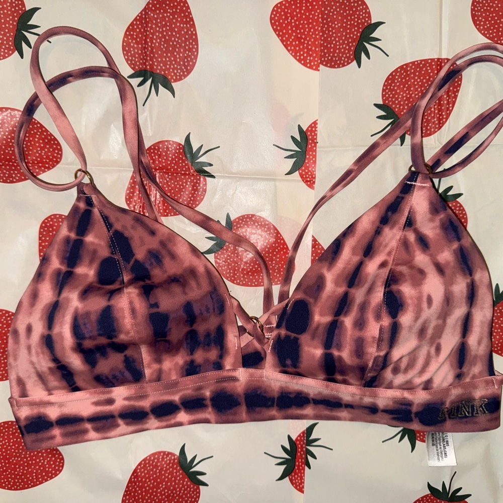 PINK Victoria's Secret Pink and Black Bra with Adjustable Straps